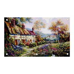 Colorful Cottage River Colorful House Landscape Garden Beautiful Painting Banner And Sign 5  X 3  by Grandong