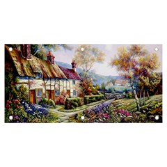 Colorful Cottage River Colorful House Landscape Garden Beautiful Painting Banner And Sign 6  X 3  by Grandong