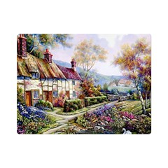 Colorful Cottage River Colorful House Landscape Garden Beautiful Painting Premium Plush Fleece Blanket (mini) by Grandong