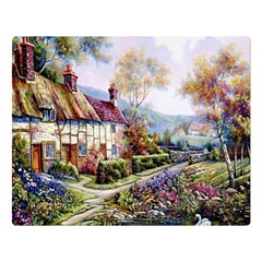 Colorful Cottage River Colorful House Landscape Garden Beautiful Painting Premium Plush Fleece Blanket (large) by Grandong