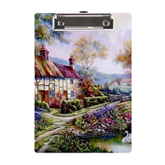 Colorful Cottage River Colorful House Landscape Garden Beautiful Painting A5 Acrylic Clipboard by Grandong