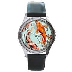 Koi Fish Round Metal Watch by Grandong