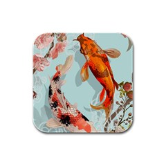 Koi Fish Rubber Square Coaster (4 Pack) by Grandong