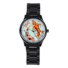 Koi Fish Stainless Steel Round Watch by Grandong