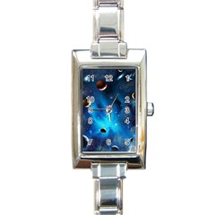 3d Universe Space Star Planet Rectangle Italian Charm Watch