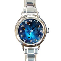 3d Universe Space Star Planet Round Italian Charm Watch by Grandong