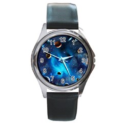 3d Universe Space Star Planet Round Metal Watch