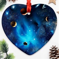 3d Universe Space Star Planet Ornament (Heart)