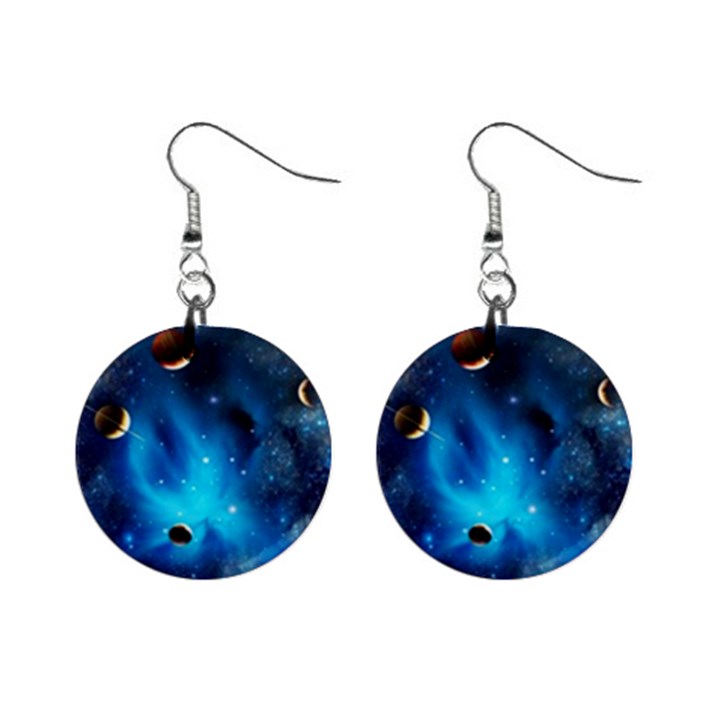 3d Universe Space Star Planet Mini Button Earrings