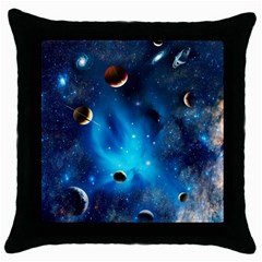 3d Universe Space Star Planet Throw Pillow Case (Black)