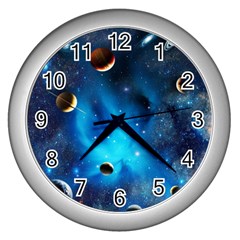 3d Universe Space Star Planet Wall Clock (Silver)