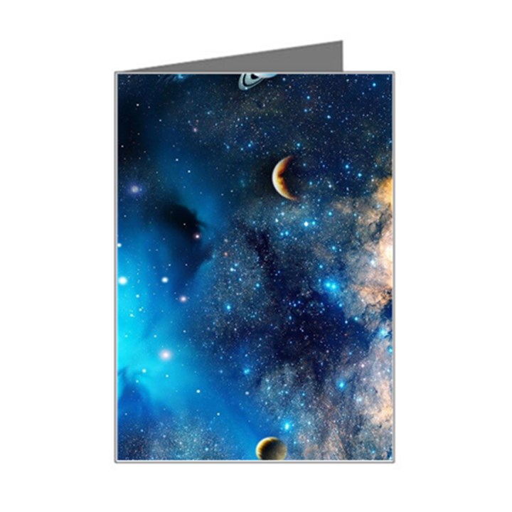 3d Universe Space Star Planet Mini Greeting Card