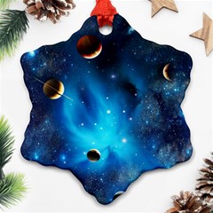 3d Universe Space Star Planet Snowflake Ornament (Two Sides)