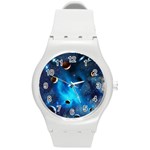 3d Universe Space Star Planet Round Plastic Sport Watch (M) Front