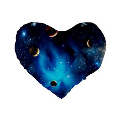 3d Universe Space Star Planet Standard 16  Premium Heart Shape Cushions