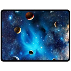 3d Universe Space Star Planet Two Sides Fleece Blanket (Large)