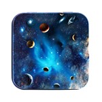 3d Universe Space Star Planet Square Metal Box (Black) Front