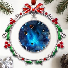 3d Universe Space Star Planet Metal X mas Wreath Ribbon Ornament