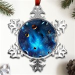 3d Universe Space Star Planet Metal Small Snowflake Ornament Front