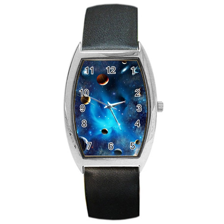 3d Universe Space Star Planet Barrel Style Metal Watch