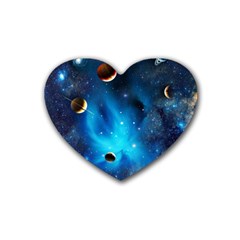 3d Universe Space Star Planet Rubber Coaster (heart) by Grandong