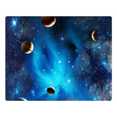 3d Universe Space Star Planet Two Sides Premium Plush Fleece Blanket (large) by Grandong