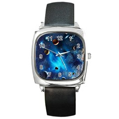 3d Universe Space Star Planet Square Metal Watch by Grandong