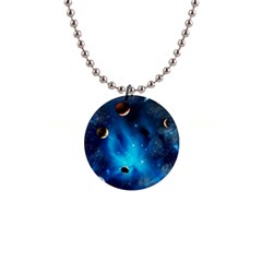 3d Universe Space Star Planet 1  Button Necklace by Grandong