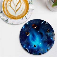 3d Universe Space Star Planet Uv Print Round Tile Coaster by Grandong