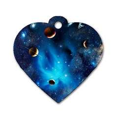 3d Universe Space Star Planet Dog Tag Heart (one Side) by Grandong