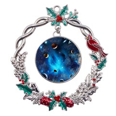 3d Universe Space Star Planet Metal X mas Wreath Holly Leaf Ornament by Grandong