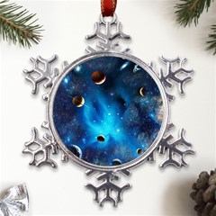 3d Universe Space Star Planet Metal Large Snowflake Ornament by Grandong