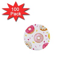 Vector Donut Seamless Pattern 1  Mini Buttons (100 Pack)  by Grandong