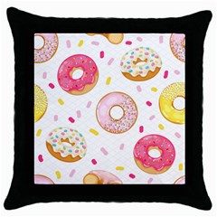 Vector Donut Seamless Pattern Throw Pillow Case (black) by Grandong