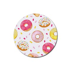 Vector Donut Seamless Pattern Rubber Coaster (round) by Grandong