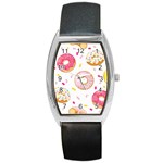 Vector Donut Seamless Pattern Barrel Style Metal Watch Front