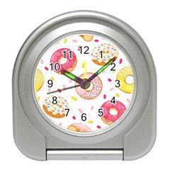 Vector Donut Seamless Pattern Travel Alarm Clock by Grandong