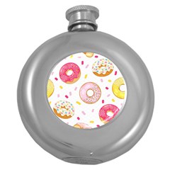 Vector Donut Seamless Pattern Round Hip Flask (5 Oz) by Grandong