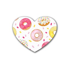 Vector Donut Seamless Pattern Rubber Coaster (heart) by Grandong