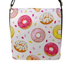 Vector Donut Seamless Pattern Flap Closure Messenger Bag (l) by Grandong