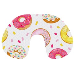 Vector Donut Seamless Pattern Travel Neck Pillow by Grandong