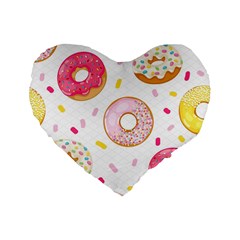 Vector Donut Seamless Pattern Standard 16  Premium Flano Heart Shape Cushions by Grandong