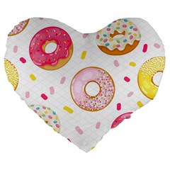 Vector Donut Seamless Pattern Large 19  Premium Flano Heart Shape Cushions by Grandong