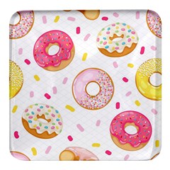 Vector Donut Seamless Pattern Square Glass Fridge Magnet (4 Pack) by Grandong