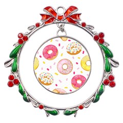 Vector Donut Seamless Pattern Metal X mas Wreath Ribbon Ornament by Grandong