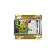 Peacock Art Gold Trim Italian Charm (9mm) by Grandong