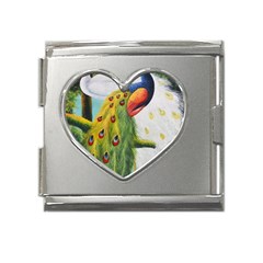 Peacock Art Mega Link Heart Italian Charm (18mm)