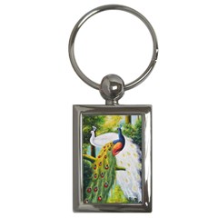 Peacock Art Key Chain (rectangle) by Grandong