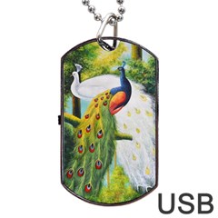 Peacock Art Dog Tag Usb Flash (two Sides) by Grandong