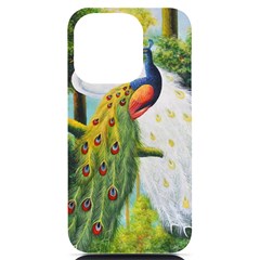 Peacock Art Iphone 14 Pro Black Uv Print Case by Grandong